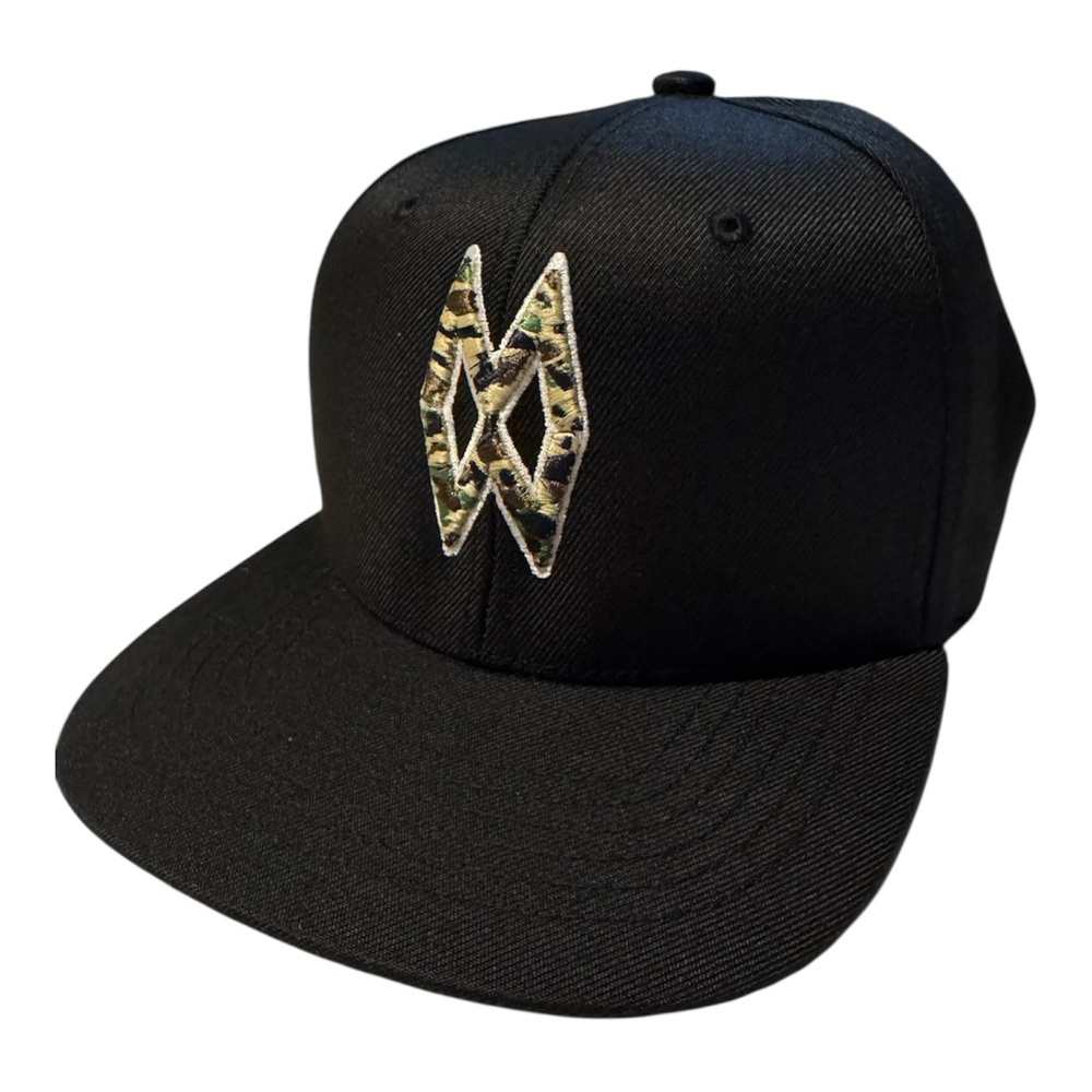 Morgan Wallen MW Embroidered Camo Logo Black Snapback Hat